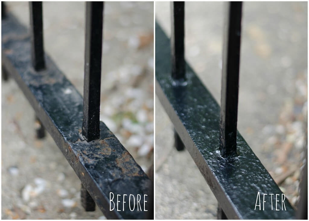 trước và sau khi sơn cổng sắt