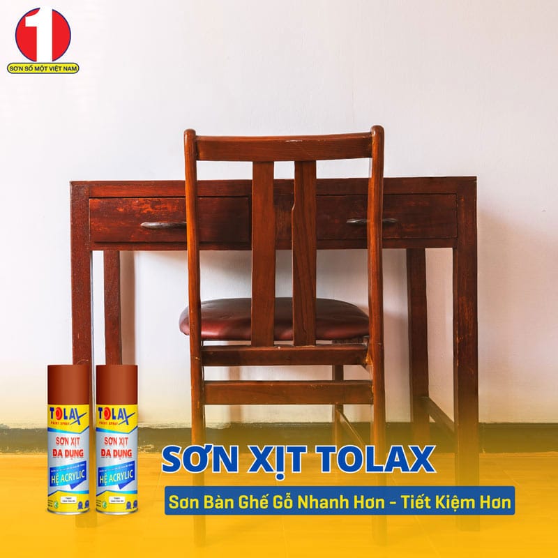 sơn bàn ghế gỗ bằng Sơn xịt Tolax